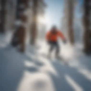 Skiers enjoying the diverse terrain of Kirkwood ski area.