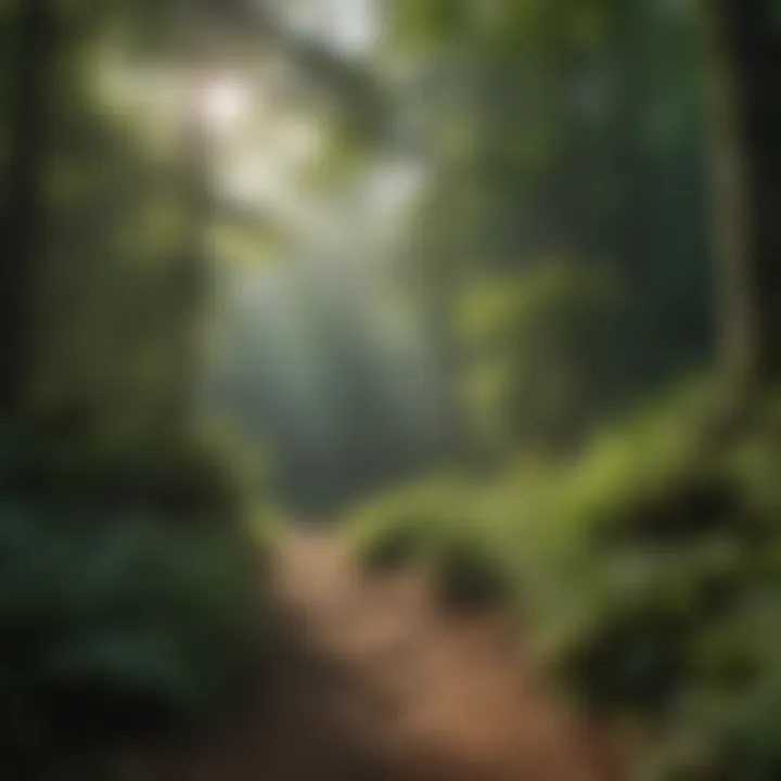 Lush greenery surrounding the trail leading to Laurel Falls