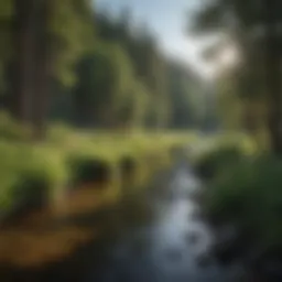 Scenic view of the Little Truckee River surrounded by lush greenery