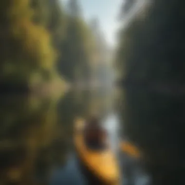 Kayakers paddling through the calm waters of the Manistee River.