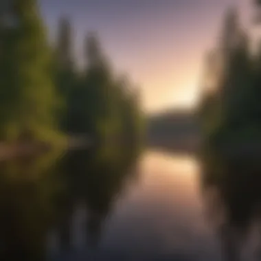 Dusk Over the Manistee River A picturesque sunset over the Manistee River, highlighting its natural beauty.