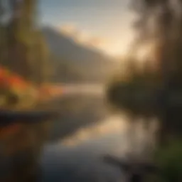 Scenic view of Manzanita Lake at sunrise
