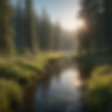 Lush vegetation and vibrant flora surrounding Meadow Lake