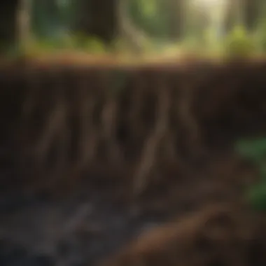 Visual representation of improved soil structure due to mycorrhizal action