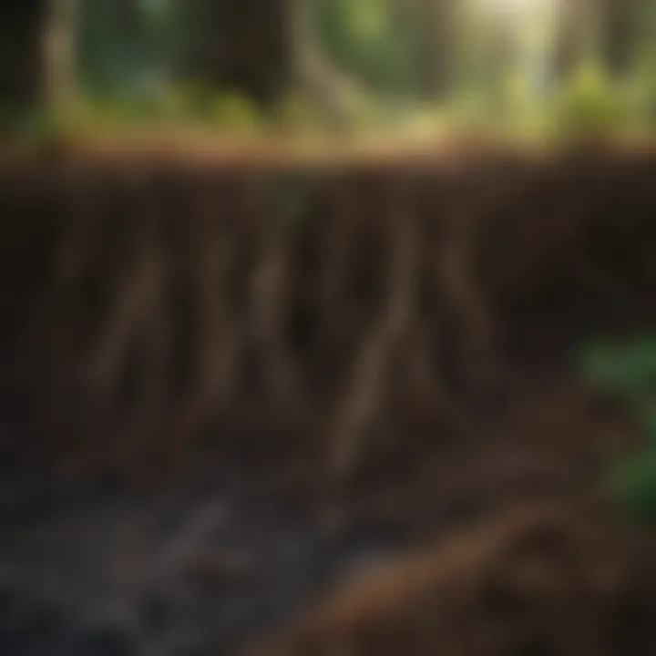 Visual representation of improved soil structure due to mycorrhizal action