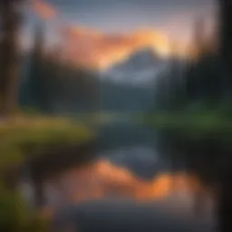 Serene reflection of mountains in Picture Lake at dawn