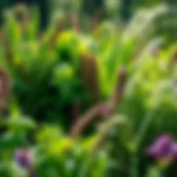 A vibrant garden filled with various herbs