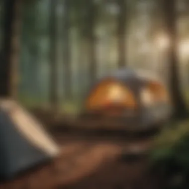 Elegant campsite nestled among towering trees in a forest