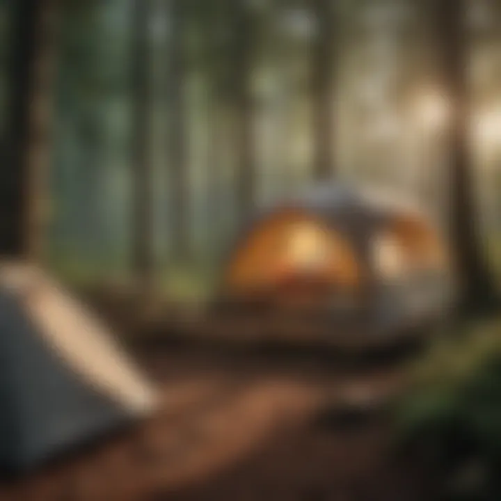 Elegant campsite nestled among towering trees in a forest