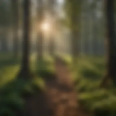 A lush forest being restored with young saplings planted