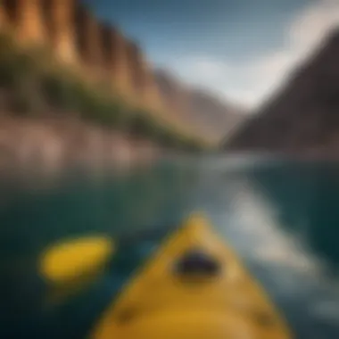 Kayaking on Roosevelt Lake surrounded by mountains