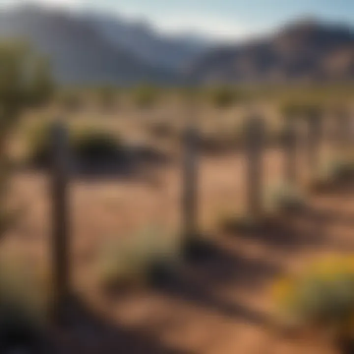 A desert landscape with various types of fencing illustrating cultural significance