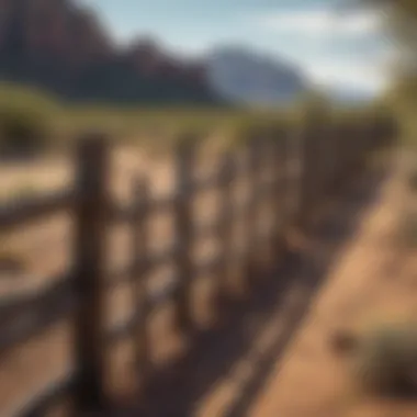 Rustic Wooden Fence in Arizona Desert A rustic wooden fence blending seamlessly with Arizona's desert landscape
