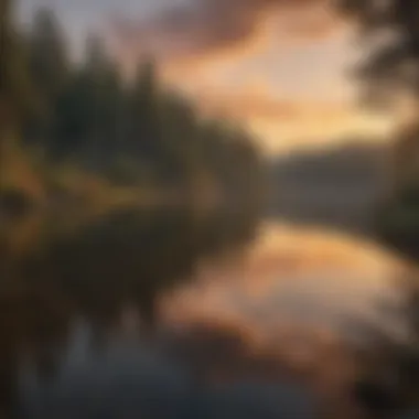 Serene Lake at Sunset Sunset over a lake showcasing its serene beauty