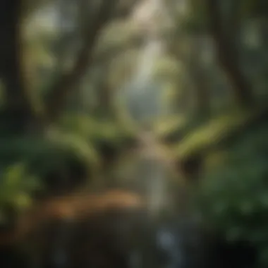 Lush Ecosystem Around the Springs Lush greenery surrounding a tranquil spring
