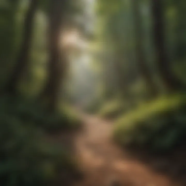 Hiking trail winding through dense forest in Red River Gorge