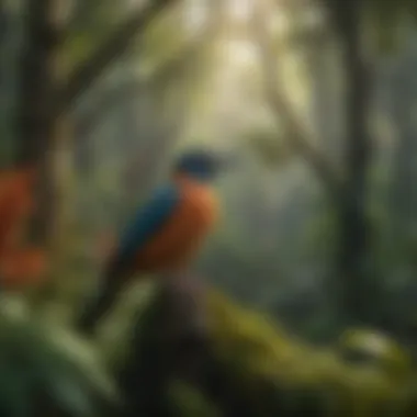 Avian Diversity in the Forest Birds native to the Caribbean National Forest perched on vibrant foliage