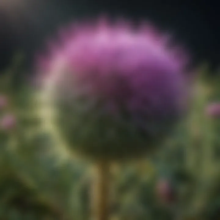 An illustration showing the morphological features of thistle plants.