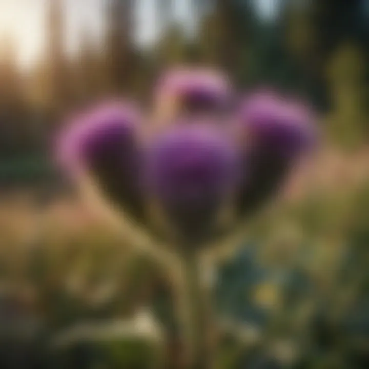 A collection of various thistle species in their natural habitat.