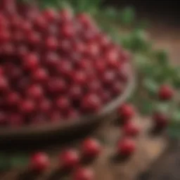Fresh cranberries on a wooden table