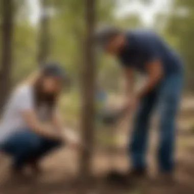 Engaged community members participating in a tree planting event