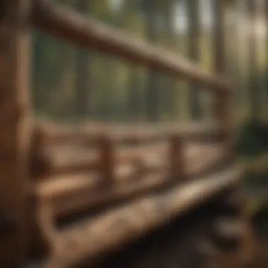 Close-up view of log crib construction techniques highlighting craftsmanship