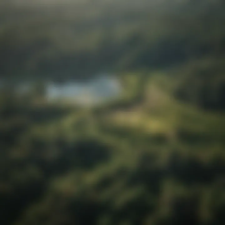 Aerial view of the lush greenery surrounding Point Pine Ridge