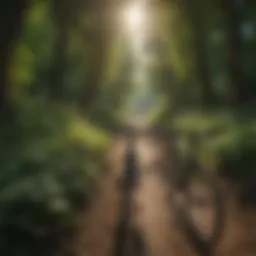 Scenic view of the riverside bike trail surrounded by lush greenery