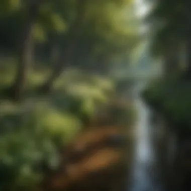 A close-up of diverse flora along a riverbank, illustrating the rich biodiversity linked to aquatic environments.