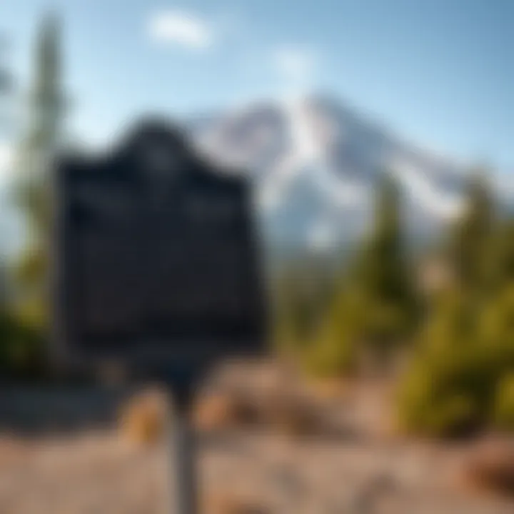 Historical Significance of Mount St. Helens Historical marker at Mount St. Helens, detailing its eruption and geological history.