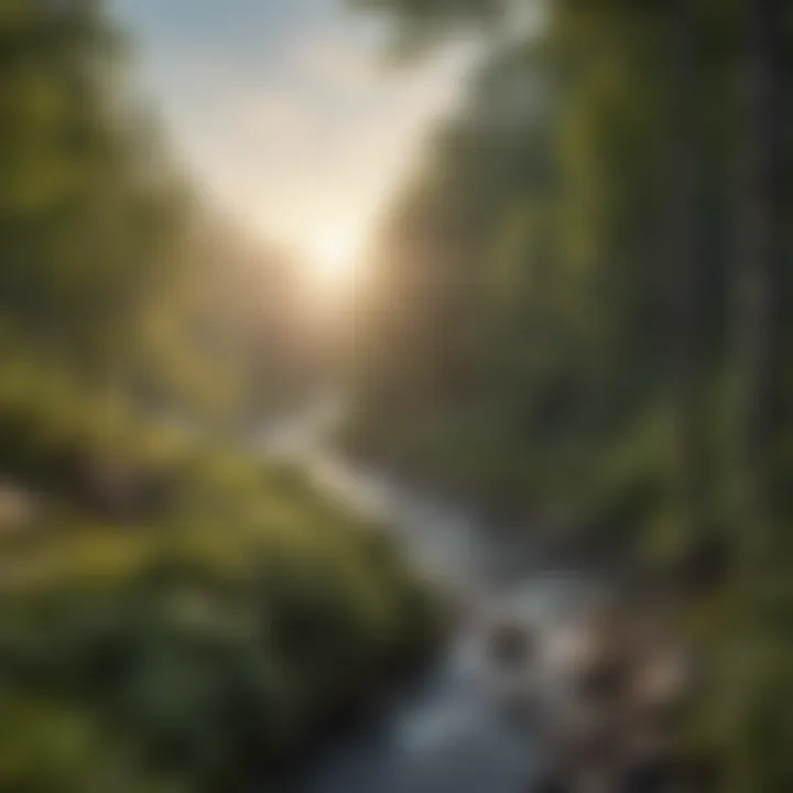 A panoramic view of a tranquil landscape near hiking routes