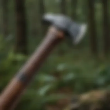 Close-up shot of the axe handle demonstrating ergonomic design