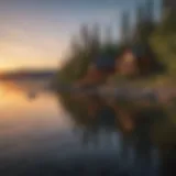 Tranquil shores of Lake Coeur d'Alene during sunset