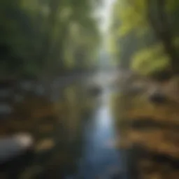 Tranquil stream in Pisgah National Forest with crystal clear water