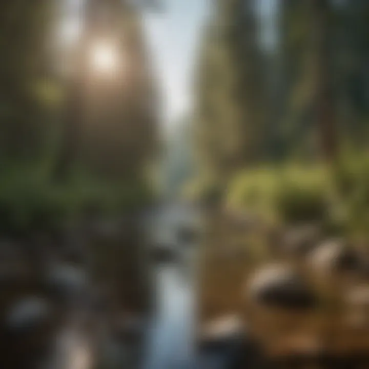 A tranquil river flowing near the campground, emphasizing natural beauty