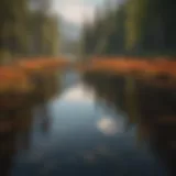 Serene landscape of Vermillion Lake reflecting mountains