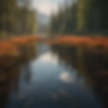 Serene landscape of Vermillion Lake reflecting mountains