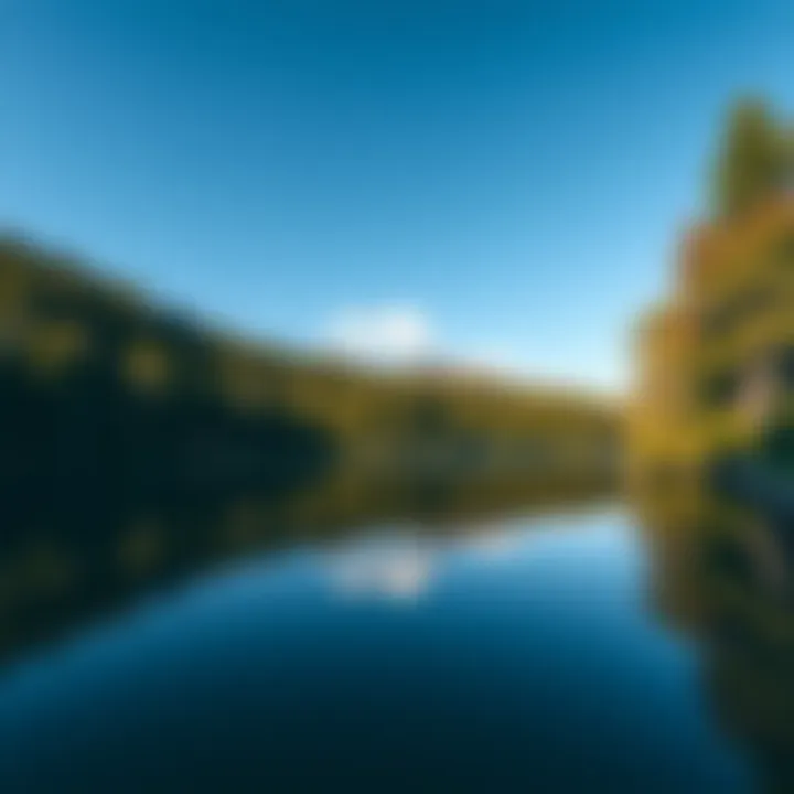 The Essence of Freshwater Conservation A serene lake reflecting a clear sky, symbolizing freshwater conservation.