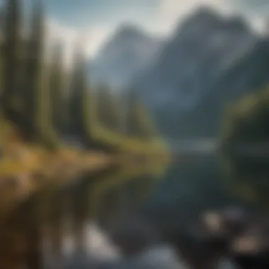 A tranquil lake reflecting the surrounding mountains