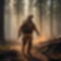 Wildland firefighter EMT in action during a forest fire