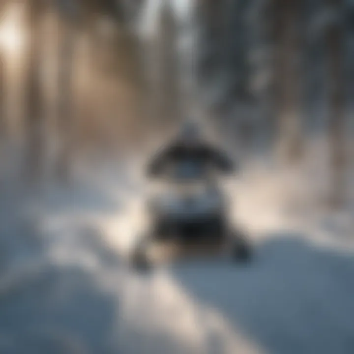 A snowmobiler navigating a scenic trail, showcasing the thrill of winter adventure.