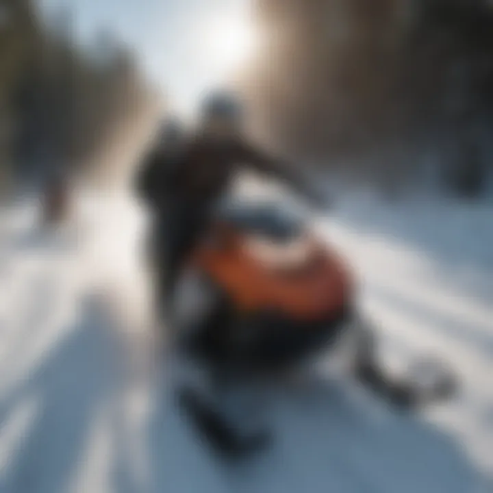 A community gathering around a snowmobile event, reflecting the cultural impact of the sport.