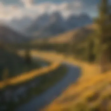 Wind River Range Scenic View Stunning vista of Wyoming's rugged mountains and winding roads