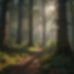 A serene forest scene showcasing diverse tree species in harmony.