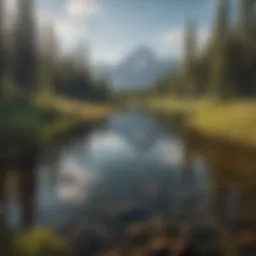 A tranquil lake in Grand Teton National Park with reflections of the mountains.