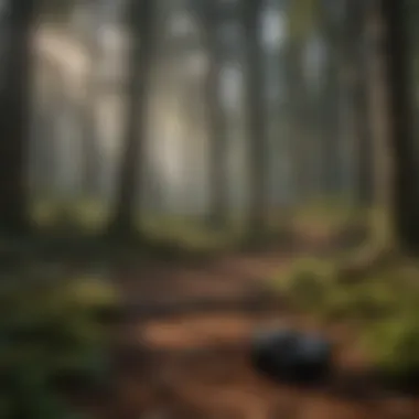 Crafting the Forest Loop: Artistic Setup Artistic representation of a forest loop video setup with camera and equipment