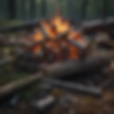 A close-up of a campfire with glowing embers and logs, ideal for evening gatherings