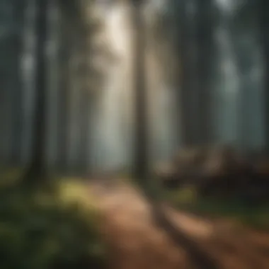 Balancing Forestry Practices and Conservation A serene woodland scene illustrating the balance between forestry practices and conservation efforts.