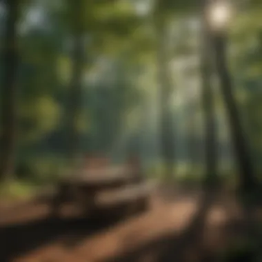 Families enjoying time at a ground level picnic table