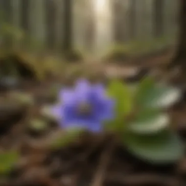 Hepatica foliage amidst forest floor